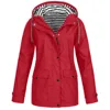 Women‘s Solid Color Jackets For Autumn Winter Outdoor Patchwork Windbreaker Full Zip Hooded Workout Jackets With Pockets 1