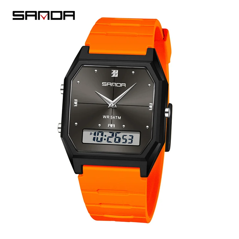 SANDA New Fashion Waterproof Dual Display Digital Leisure Watch