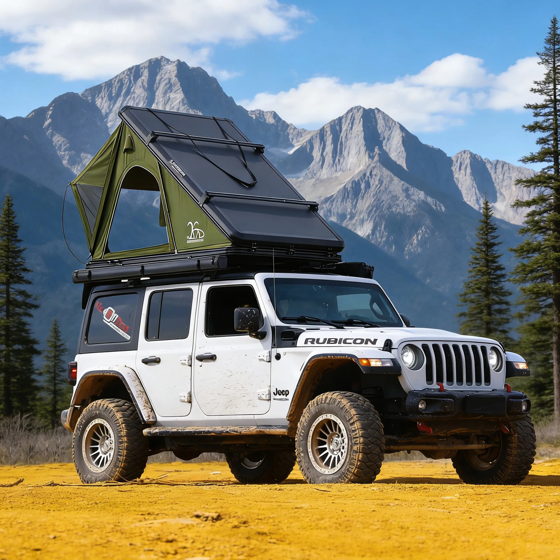 Younghunter-Triangle Roof Top Tent, Quality Camping, Green SUV, Overland