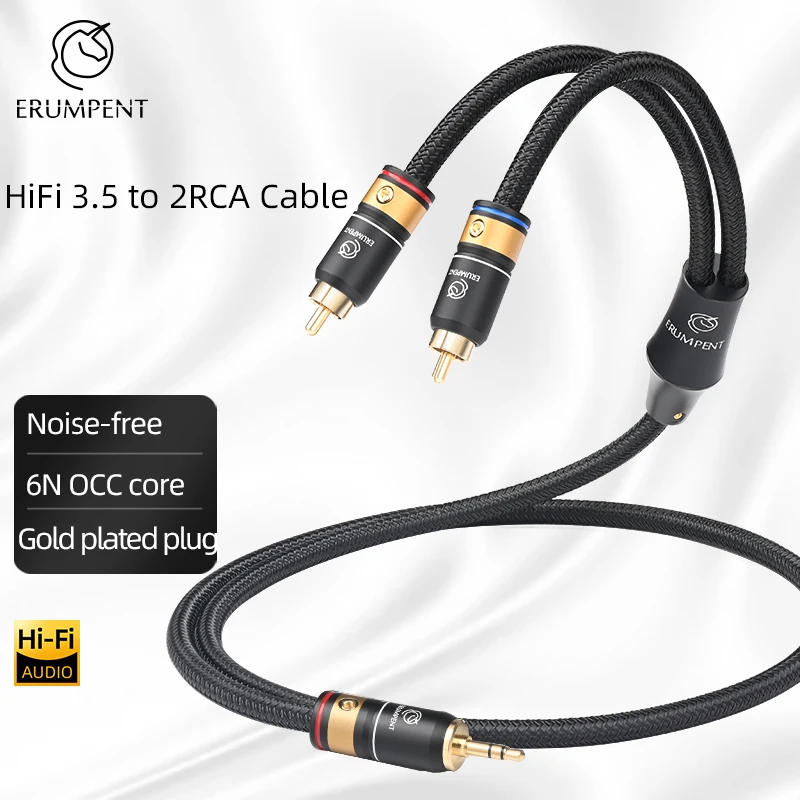 ERUMPENT HiFi 3.5mm  2RCA ̺ 6N OCC ھ 3.5mm   2RCA  ̺(ȭ  Ŀ)