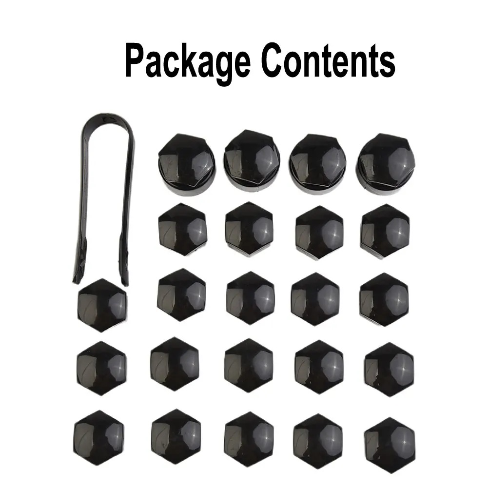 Wheel Nut Caps 24PCS 17MM Wheel Nut Bolt Trims Studs Cover Black Anti-theft Protecting Cap Screws Plugs Wheel Nut Cap Locking Parts