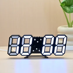 Colorful LED Desktop Clock with Dual - Time Display (Black Finish) (White)
