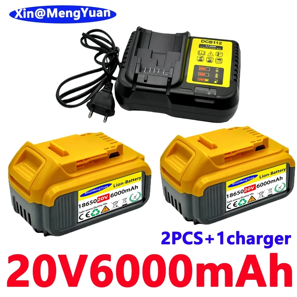 

Batería de iones de litio recargable para Dewalt DCB200, 20V MAX, última batería genuina de 20V, 6Ah, Dewalt DCB205, DCB201, DC