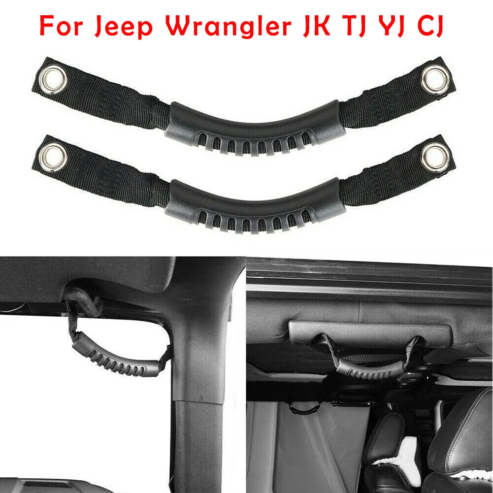 

Rubber Grab Grip Interior Handles Door Handle Fit For Jeep Wrangler JK/TJ/YJ/CJ Car Roll Bar Mount Side Grab Handles Kit