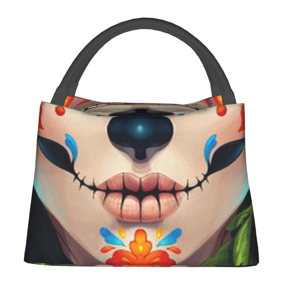 

Mexican Skull Lunch Bag Funny Cartoon Picnic Lunch Box For Unisex Aesthetic Designer Tote Food Bags Oxford Cooler Bag