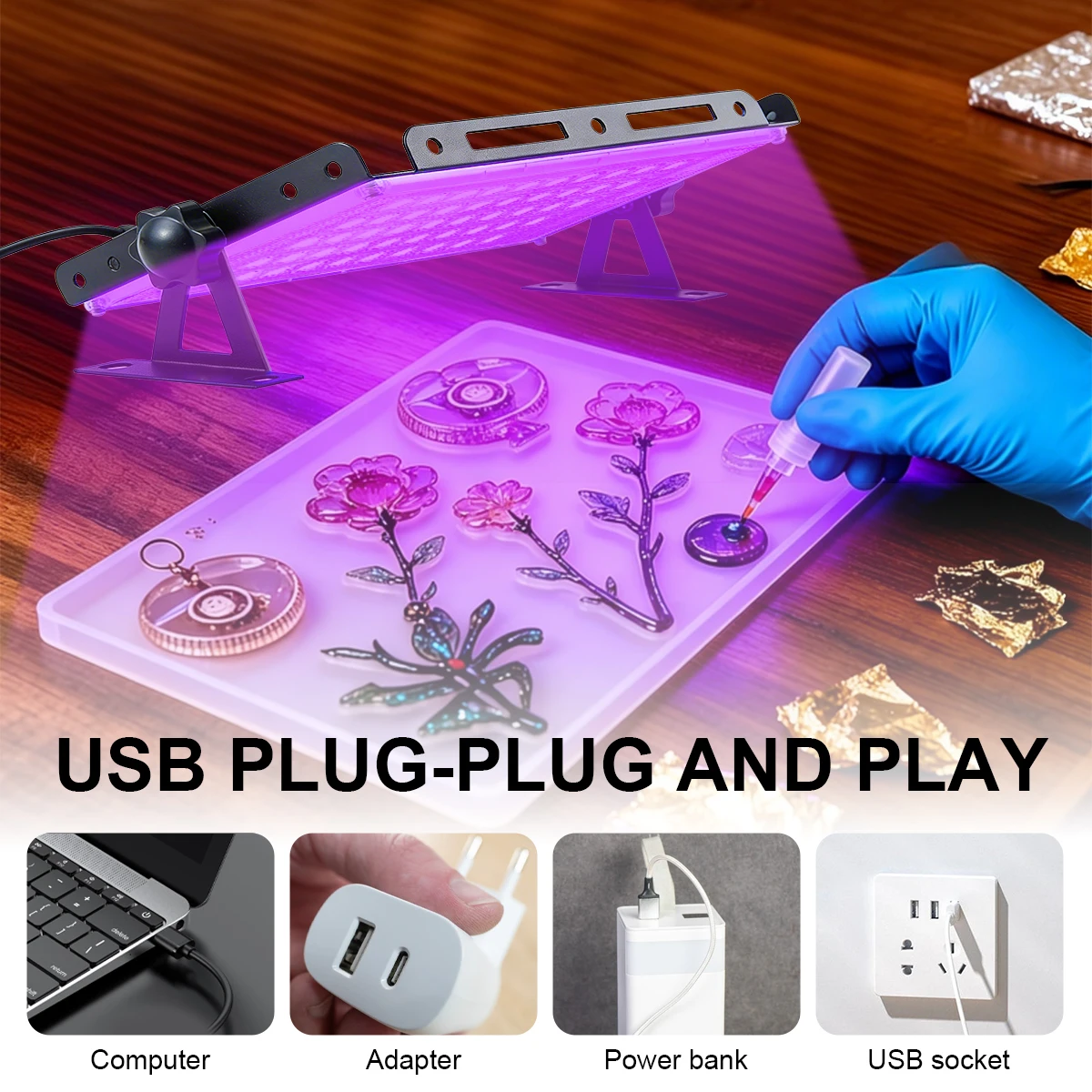50/96/144LED 휴대용 UV 자외선 레진 램프, USB, 보석, 귀걸이, 열쇠고리, DIY 경화 램프, 부모님을 위한 선물