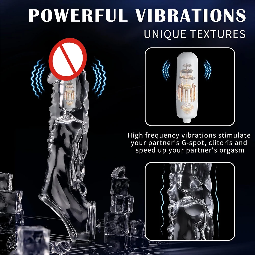 Realistic Penis Extender Sleeve For Men With Delay Vibrator_voghion.com