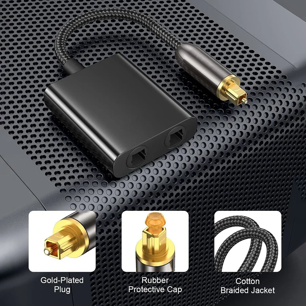 Dual Function Toslink Male to Female Optical Audio Splitter with Gold-Plated Connector