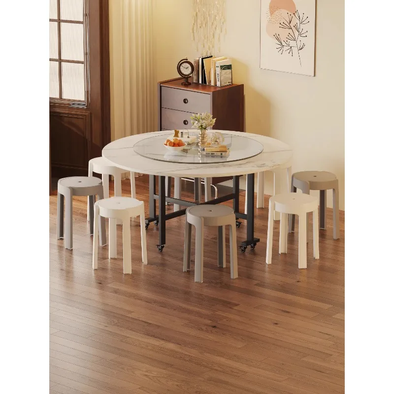Foldable table dining table household small apartment round eating simple rental room 10 people folding large round