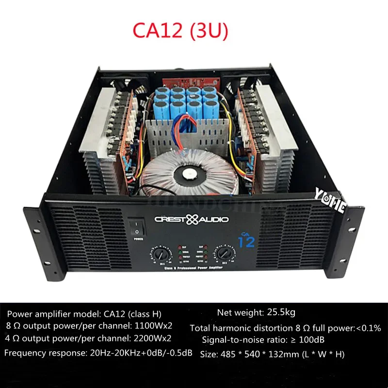 

Профессиональный усилитель мощности CA12 (3U), усилитель чистой мощности, 2 канала, KTV/Stage/Home развлечения, KTV 8 Ом, 1100 Вт * 2/4 Ом, 2200 Вт * 2