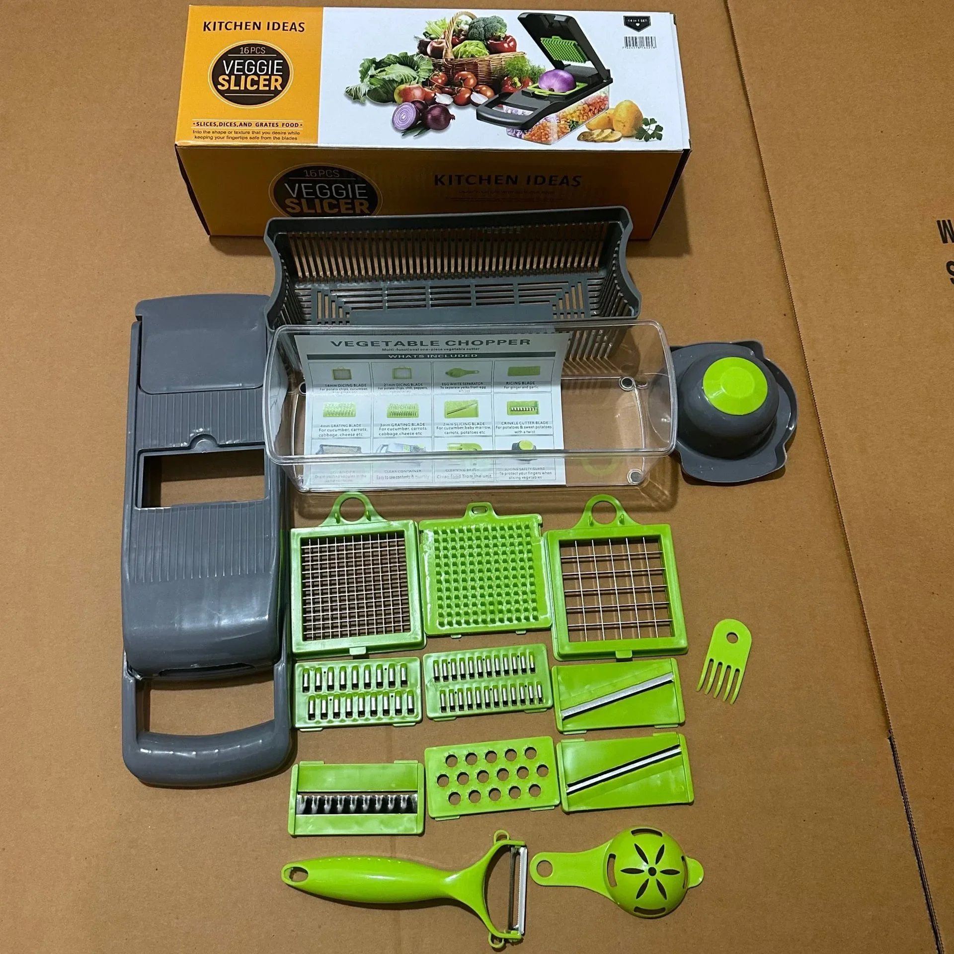 16pcs/Set Vegetable Chopper Multifunctional Fruit Slicer Manual Food Grater Cutter With Container Mincer Chopper Kitchen Stuff