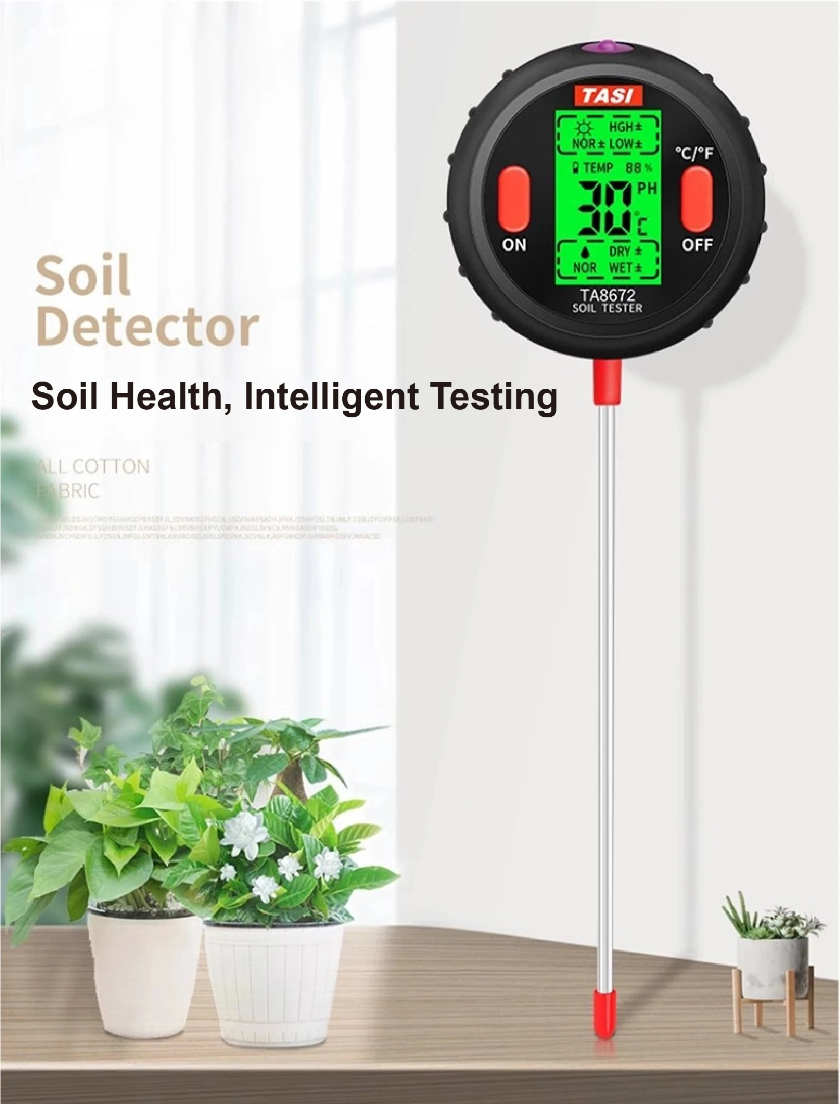 TA8671/TA8672 5-in-1 Soil tester moisture meter pH tester temperature light mete