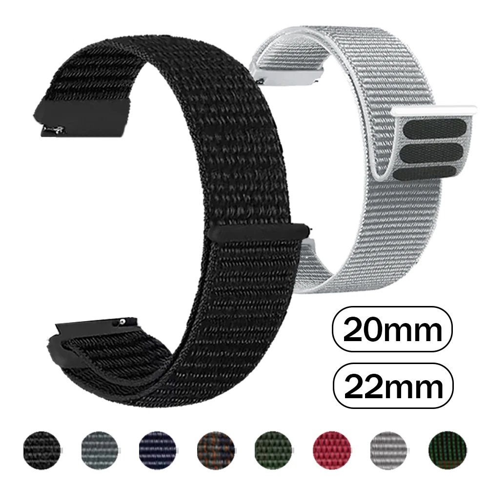 Nylon Sports Braided Loop Watchband Strap - 20/22mm