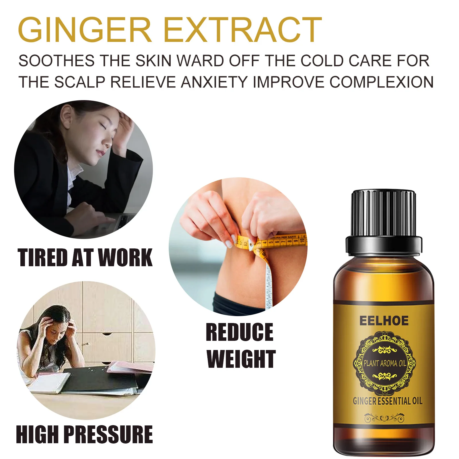 Ginger Essential Oil Firming Slimming Shaping Liquid Belly Sculpting Essential Promote Metabolism Full Body Massage Oil_voghion.com