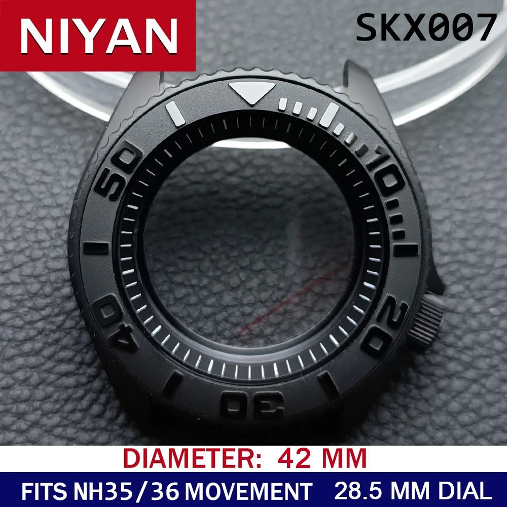 High-Quality 42mm Men's Steel Black Watch Case with Sapphire Glass and 22mm Band