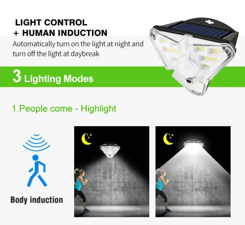 68 LED Solar  Lamp Human Body Induction Wall Lamp Intelligent Control Waterproof Outdoor Flood Light Home Solar Garden Lights solar motion lights