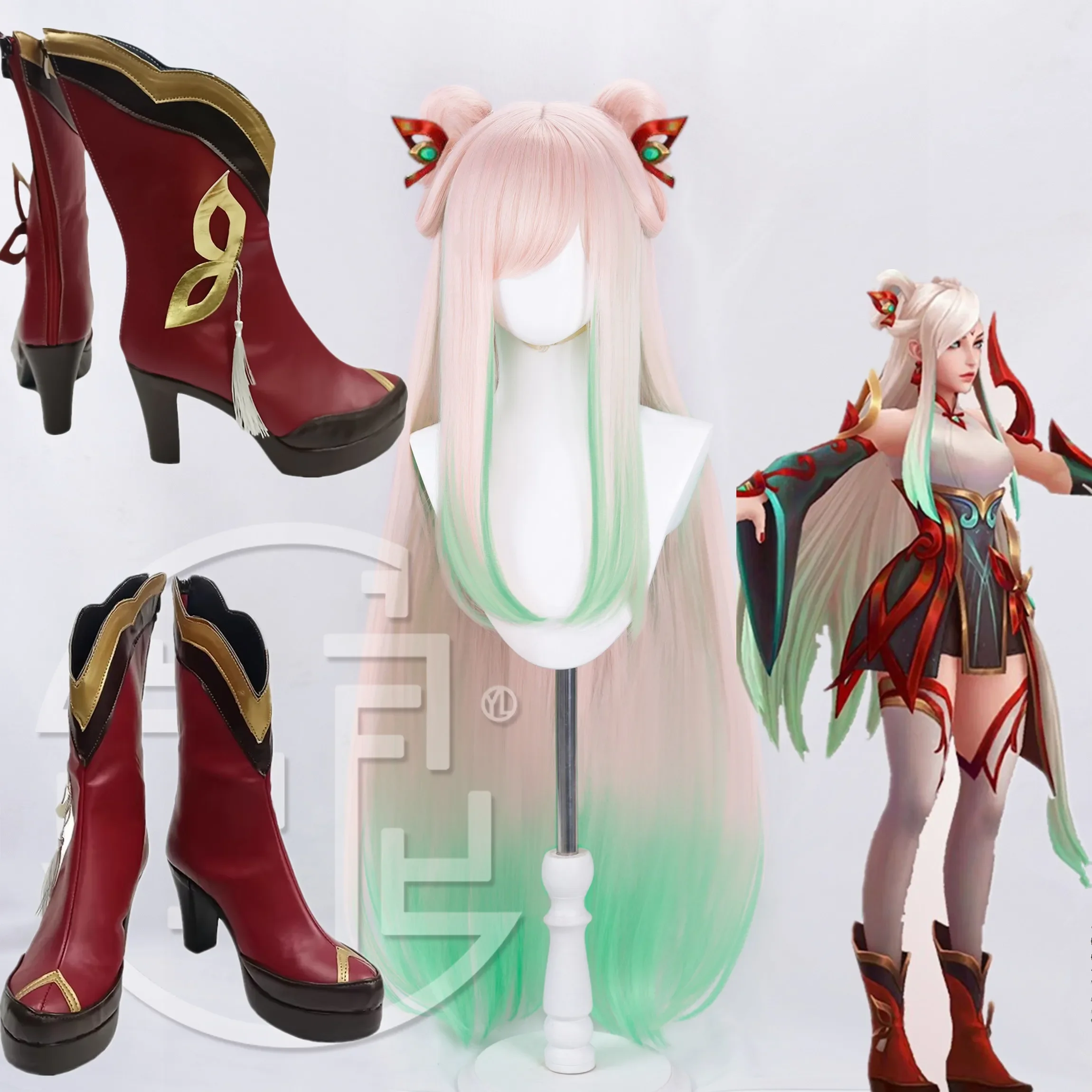 

Irelia shoes LOL The Blade Dancer Cosplay Shoes Halloween Carnival Party Event Stage Performance Props wig Costumes Accessories