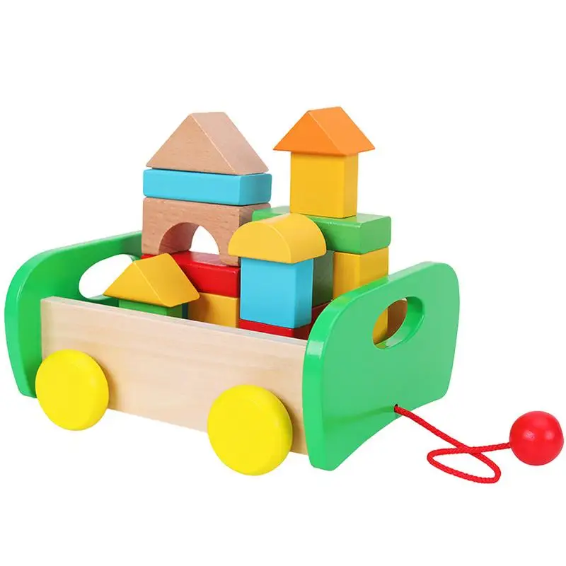 Toddler Building Blocks Montessori Kids Blocks Building Toy Wooden Toys Car Toy Blocks Preschool Learning Educational Toys For nordic style baby child kids room decor wooden rainbow building blocks display decorative childrens toys gifts photography props