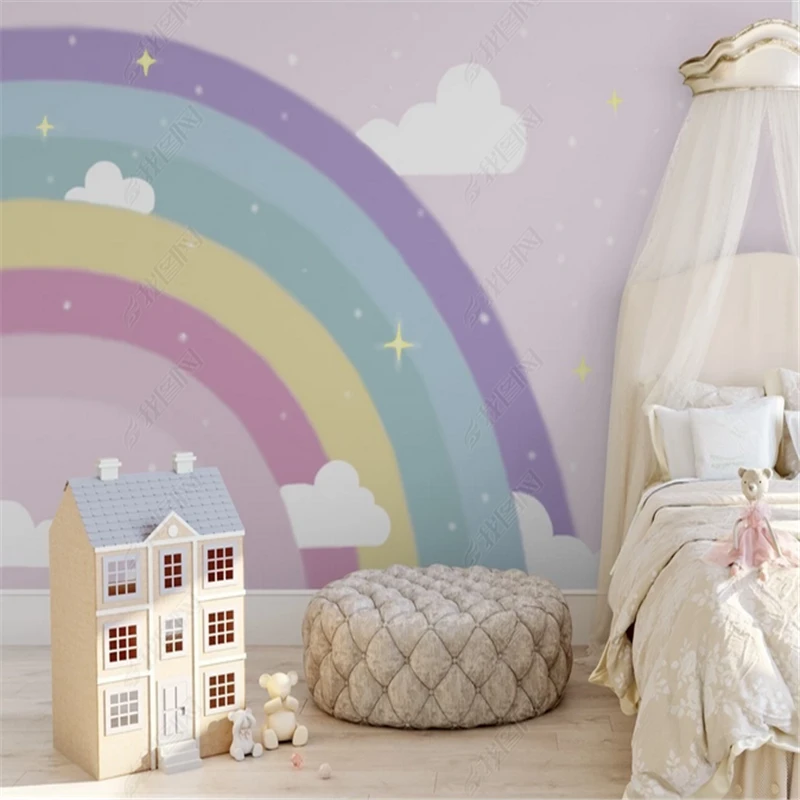 Nordic Modern Mural Wallpaper For Kids Room Minimalist Rainbow White Cloud Children's  Room Background Wall Paper Home Decor - Wallpapers - AliExpress