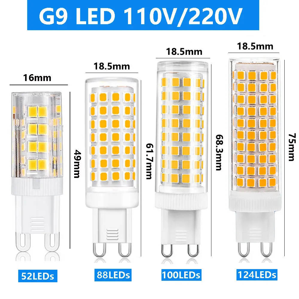 LED Light Bulbs 5W 9W 15W 20W 25W G9 SMD 2835 AC 220V 110V Replace 30W Halogen Lamp spotlight warm cold white