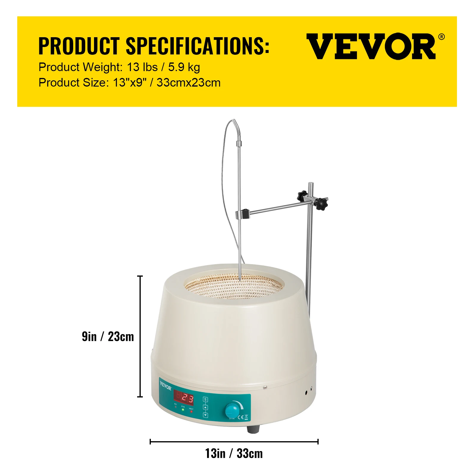 0.5L 1L 2L Heating Magnetic Agitador Digital Display Stirrer Hot Plate Vortrx Mixer Shaker Chemical Laboratory with Stir Bar VEVOR Magnetic Stirrer