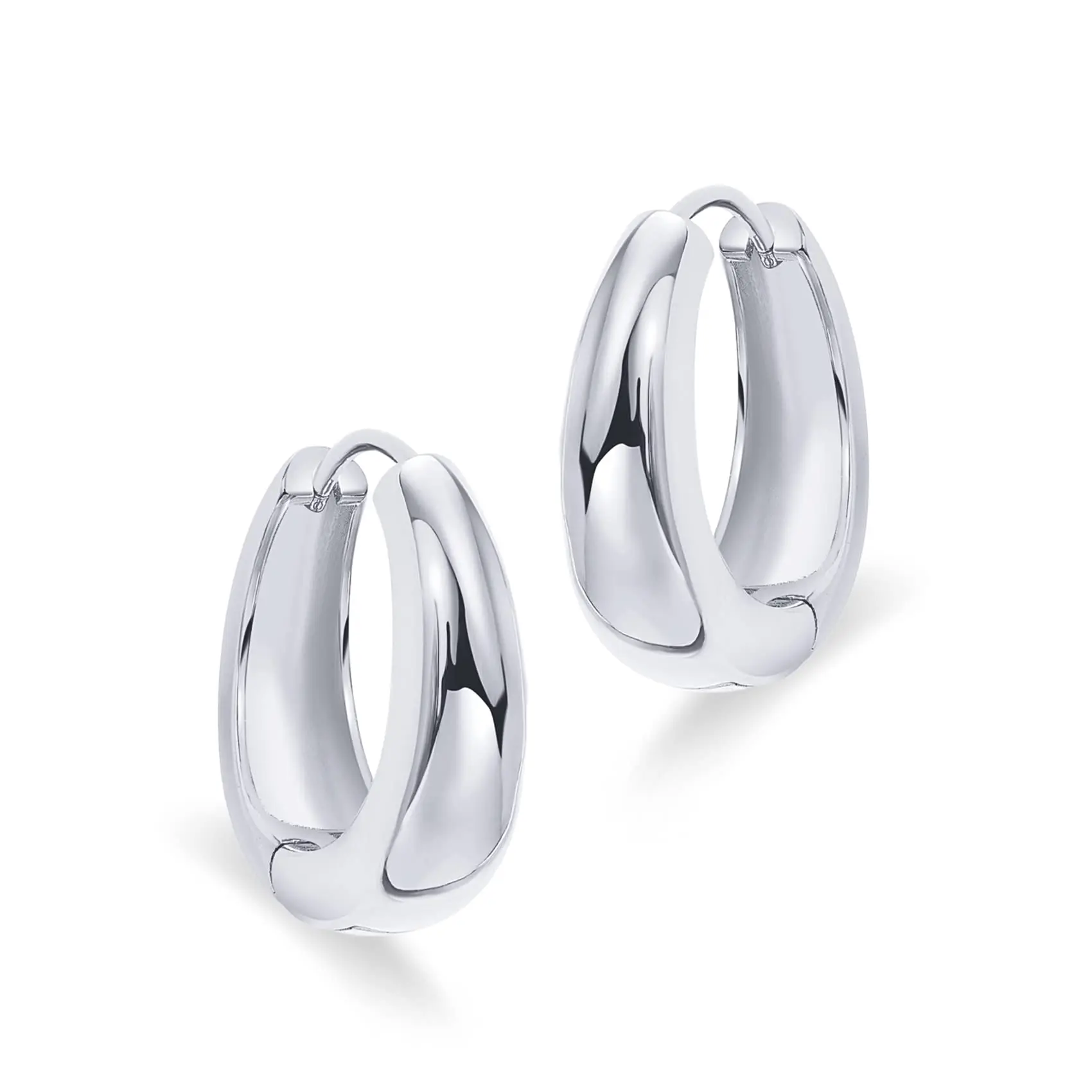 Eavva 14K Gold Plated Small Chunky Hoops Earrings for Women Classic Thick Lightweight Gold Earrings With Sterling Silver Post 3