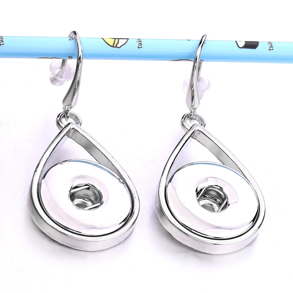 10Pairs Simple Water Drop 18mm Snap Button Dangle Earrings for Women Fit Snaps Jewelry