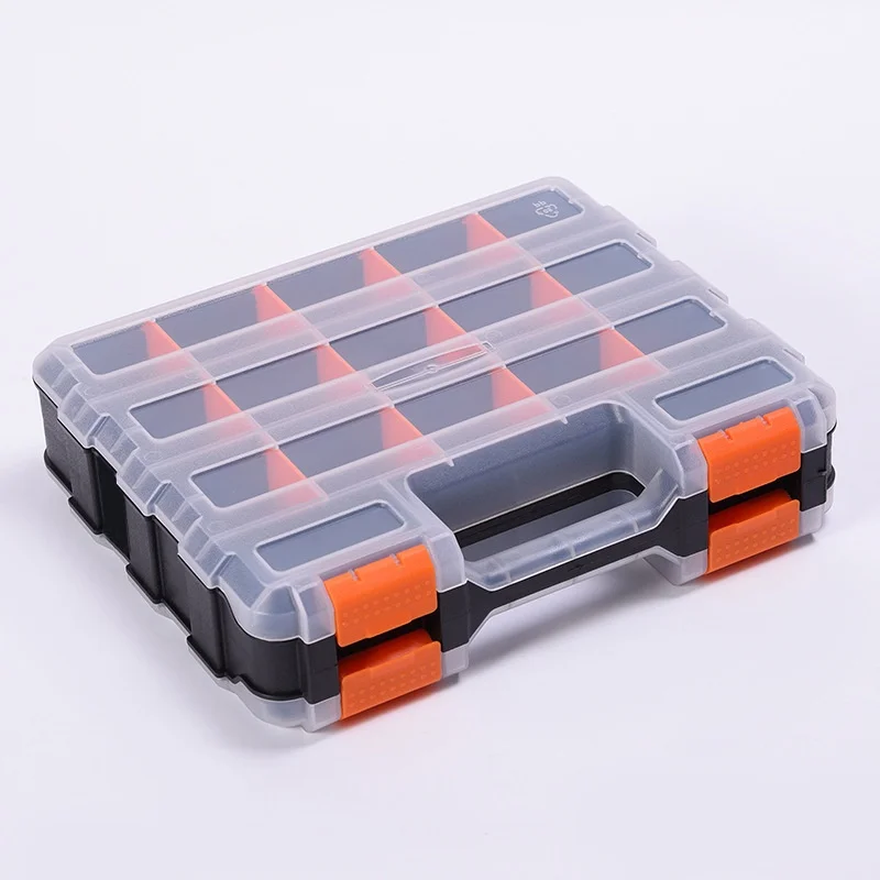 Compact plastic toolbox for electronic components storage