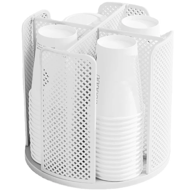 Dispenser Portabicchieri Girevole A 360° | Per Tazze Di Carta E Coperchi | Organizer Da Cucina O Bar | Nero - Foto 2