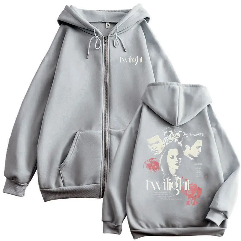 Twilight Vampire Robert Pattinson Edward Cullen Bella Jacob Black Zipper Hoodie Men Women Casual Fleece Vintage Zip Up Jacket