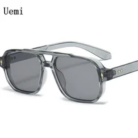 Lunettes de soleil carrées rétro à Double pont pour femmes et hommes, Design de luxe à la mode, Rivets, nuances tendance, UV400, nouvelle collection 5