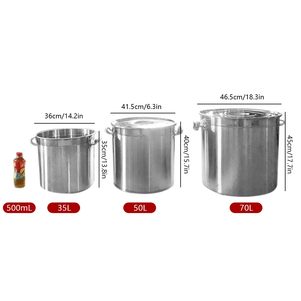 Pentola Acciaio Inox 35L – Casseruola Grande Con Coperchio Per Zuppe E Stufati (Ø36x35cm, Spessore 0,4mm)