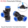 1~15PCS 4/6/8/10/12/14/16mm Pneumatic Fittings T-type Tee Connectors PE/PEG Tube Air Quick Fittings Water Push Into Hose Couping 1