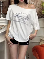 Casual Relax Woman T-shirt Letter 2025 Women Hot New Versatile Street Atmosphere Style Fashionable Chick Summertime Tops 3