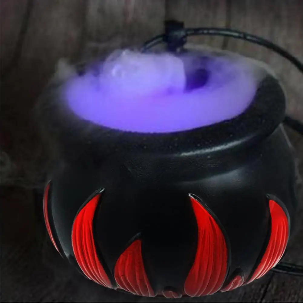 Chaudron Fumée Halloween Avec Machine à Fumée Et Lumière LED Verte - Bouteille Flottante Incluse - Pour Intérieur/extérieur
