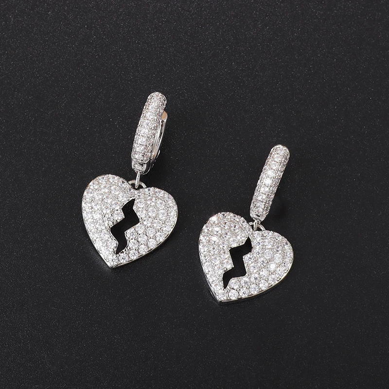 ピアス Luxury Street Wear. ICE Heart Earrings jewelry 01 unisexual Unisex Heart On Ice Cubic Zirconia Hoop Earrings - Hypebeast