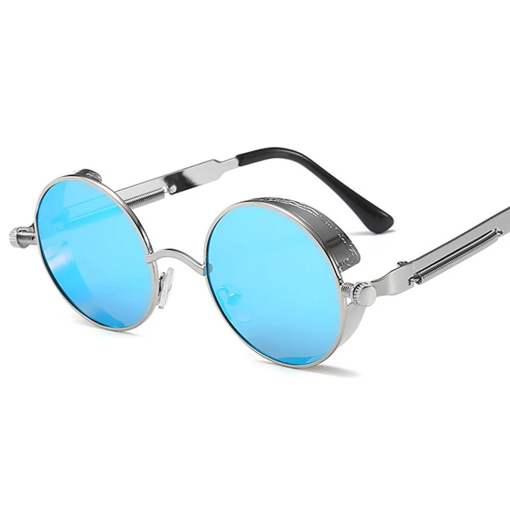 Occhiali da sole Steampunk in metallo Uomo Donna Moda Occhiali rotondi Designer di marca Occhiali da sole vintage Occhiali da sole di alta qualità Oculos de sol_voghion.com