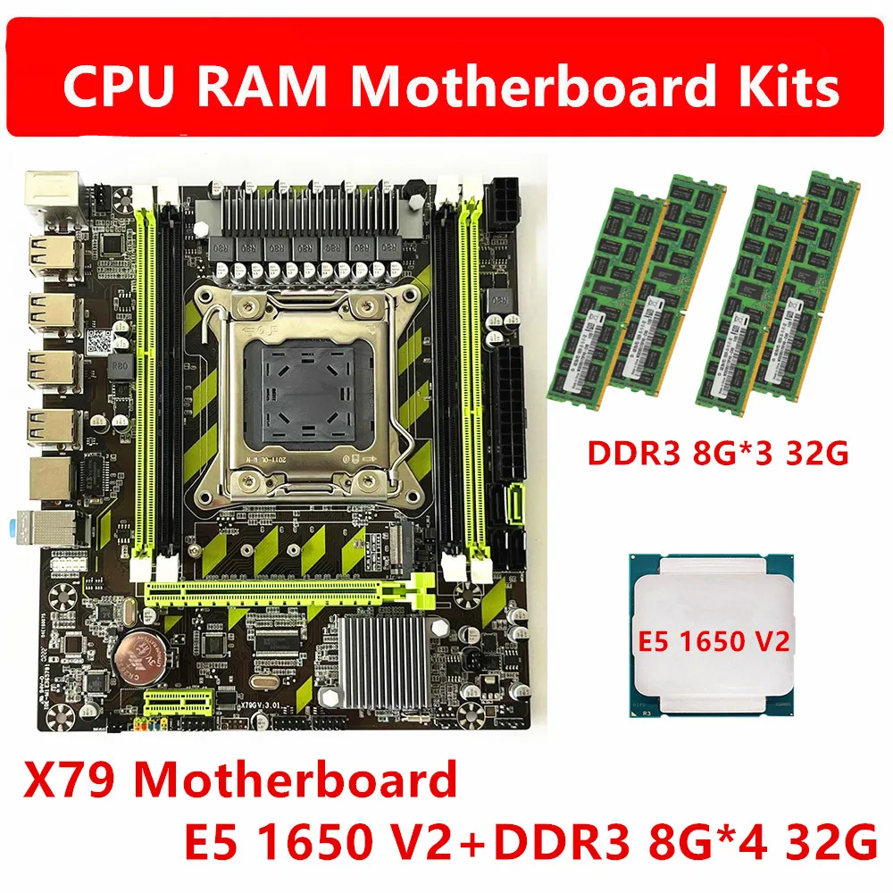 

E5 1650 V2 host X79 Motherboard DDR3 1600HMZ ECC REG 8GX4 32G CPU RAM Kit Set LGA 2011 Desktop Servers Workstations Motherboard