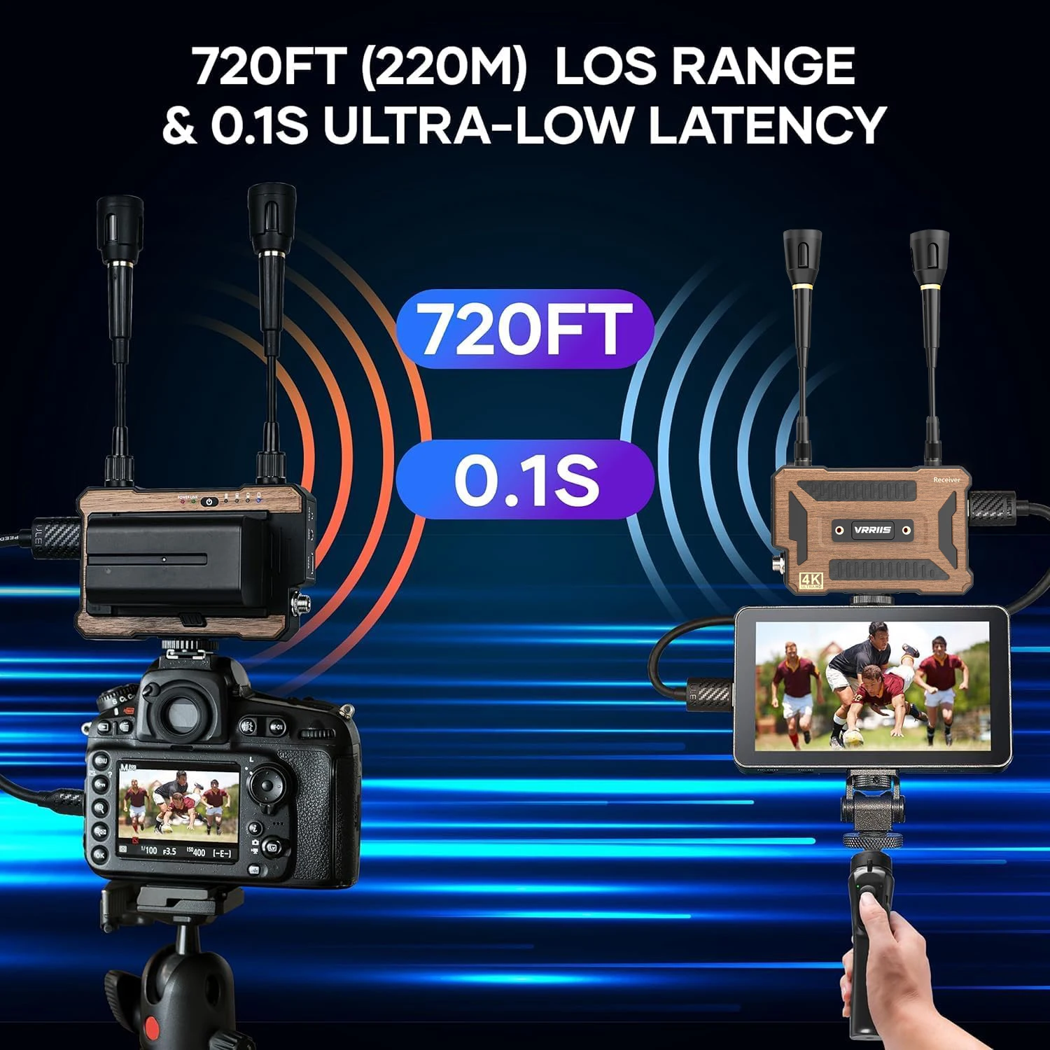 200m 4K Wireless Transmission HDMI Transmitter Receiver Display Extender Can Battery UVC Video Capture for Camera Live Streaming
