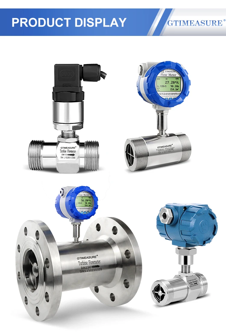Liquid Turbine Flow Meter 4-20mA Water Flow Meter 24V Oil Water Diesel Alcohol F