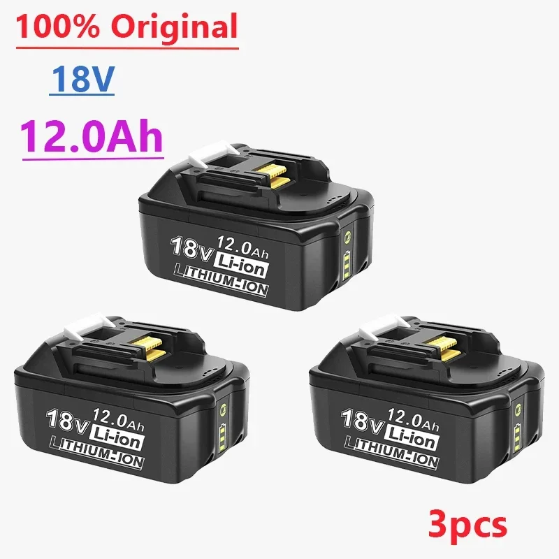 

18V12Ah Rechargeable Battery 12000mah Li-Ion Battery Replacement Power Battery for MAKITA BL1880 BL1860 BL1830 battery+4ACharger