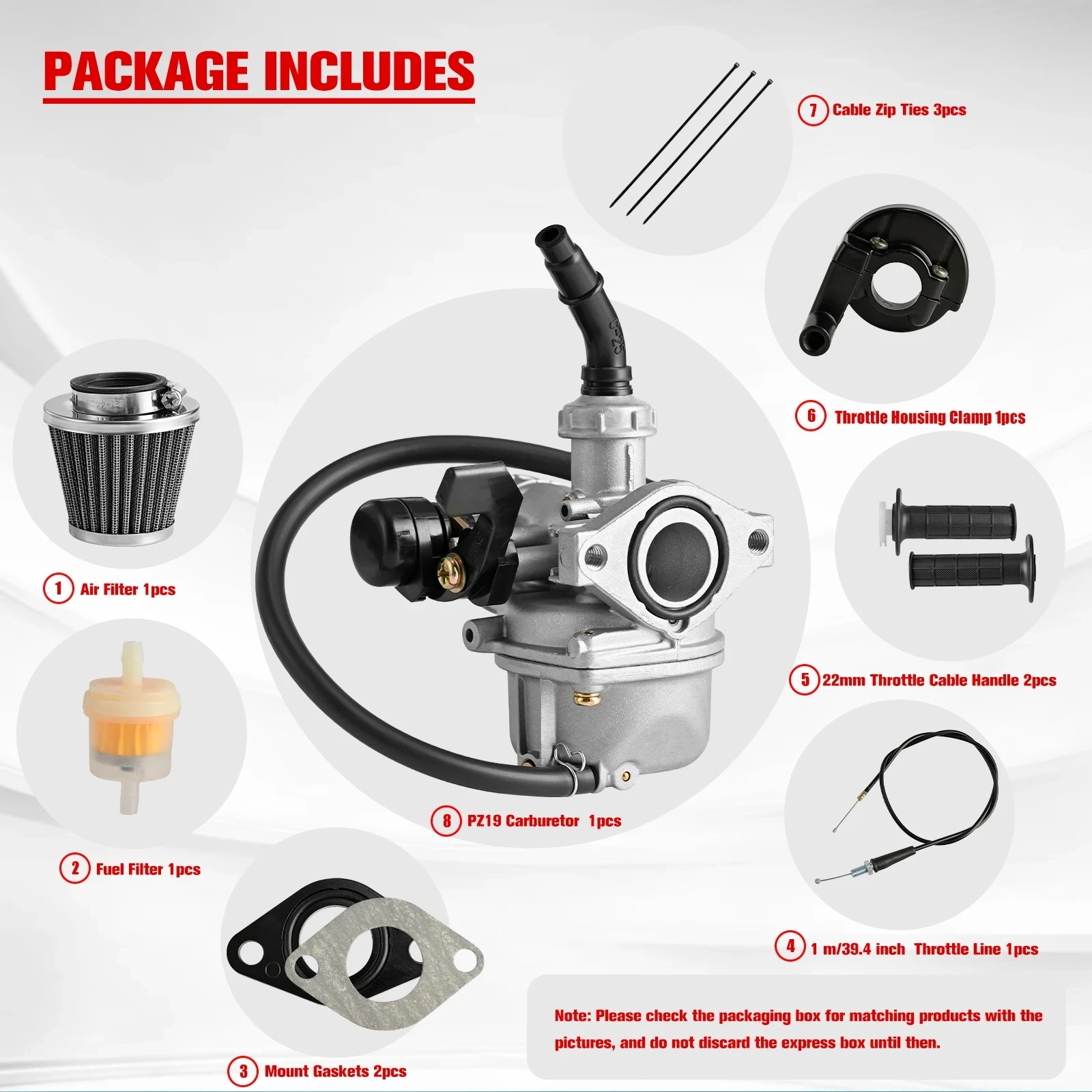 Pz19 19Mm Motorrad Universal Vergaser Vergaser Mit Luftfilter Fuir 50 70 90 110 125Ccm Atv Quad 4 Wheeler Dirt Bike Motorrad