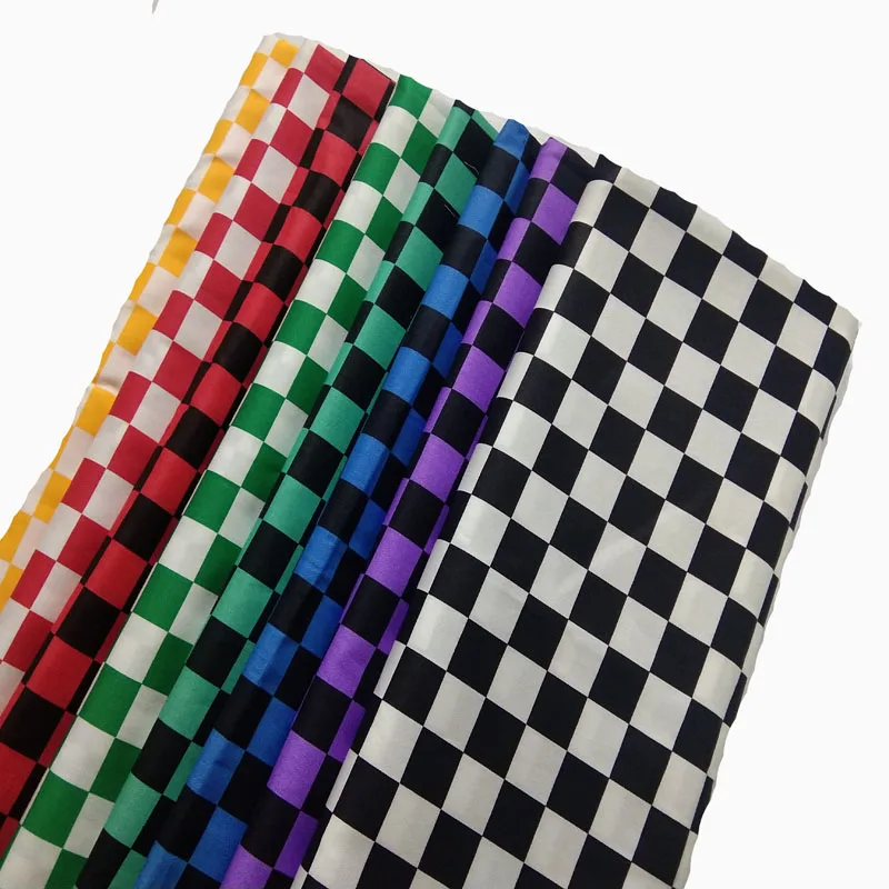 Cotton viaPhil 8 Colors F1 Square Black White Colorful Checkerboard Printed Fabric Patchwork Cloth Dress Home Decor