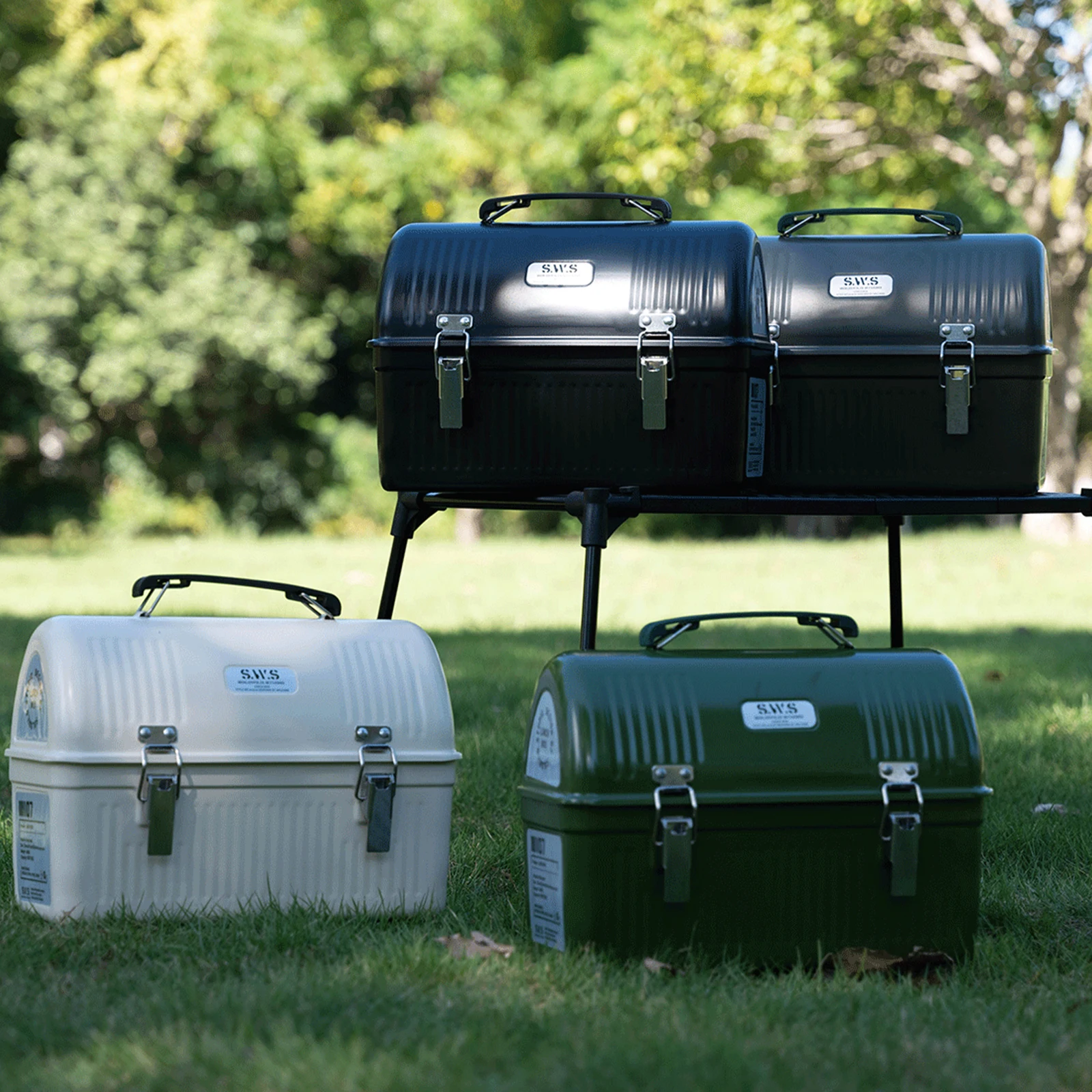 Vintage Metal Lunchbox With Handle And Latch 9.5L Metal Lunchbox Storage Boxes Food Drinks Containers Outdoor Camping Tools New