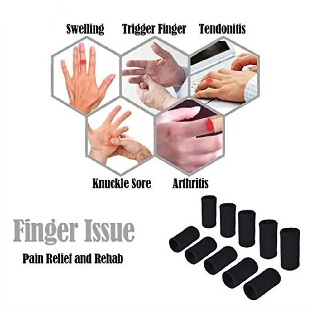 10Pcs/Set Finger Protection Arthritis Support Finger Guard Outdoor Sports Basketball Volleyball Elastic Finger Sleeves
