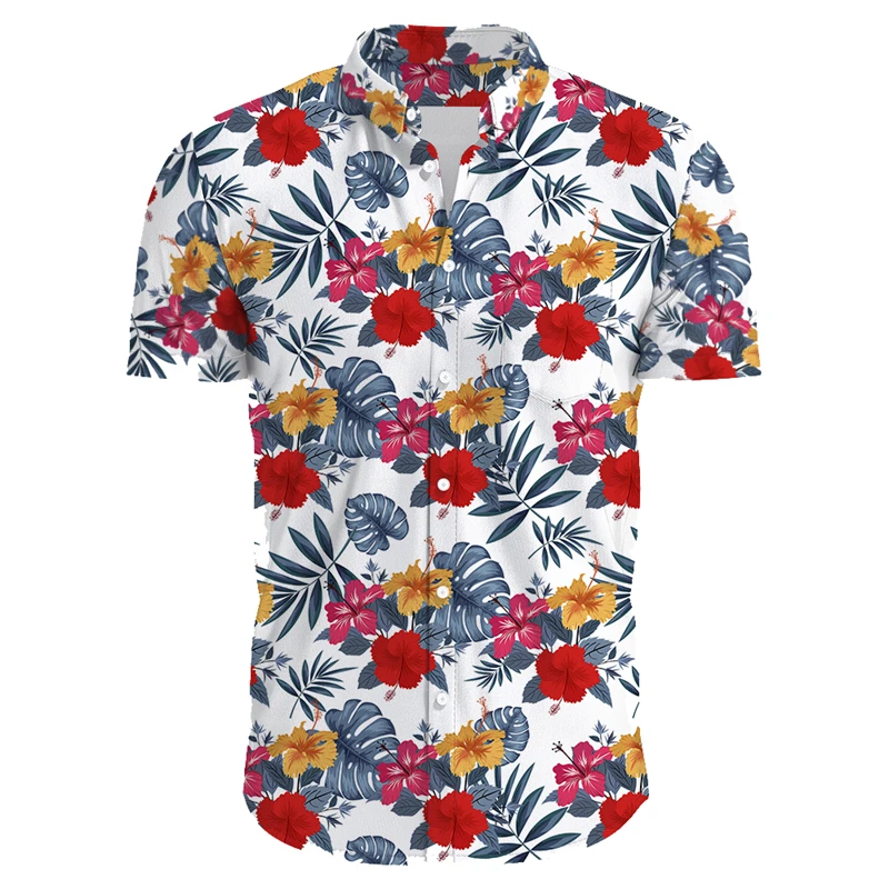 

Tropics Flora Graphic Shirts for Men Clothing 3D Printed Hawaiian Beach Shirt Short Sleeve y2k Tops Vintage Clothes Lapel Blouse