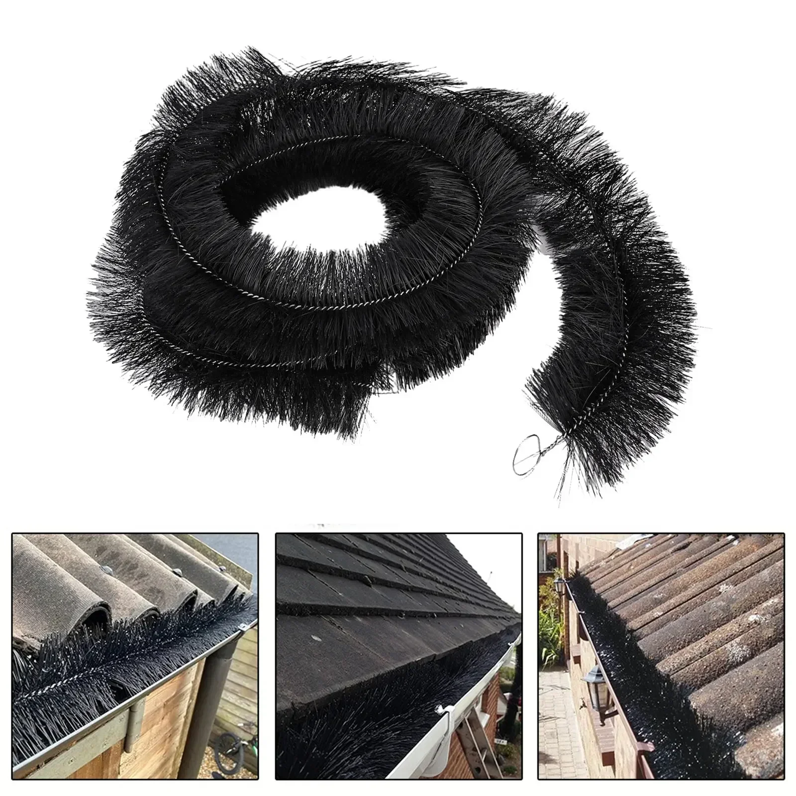 4 Meter Gutter Guard Brush Leaf Filter Protection Clog Remover Roof Downpipe Roof Drainage Pipe Leaf Filter Eaves Brush pipe cleaner brush