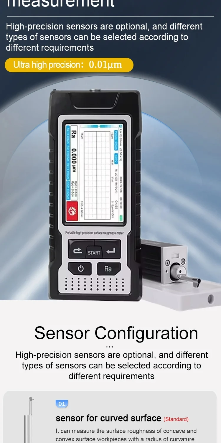 0.001um Precision Digital Graphic Surface Roughness Tester Touch 160μm Surface R