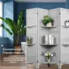 4 Panel 5.6 Ft Tall Room Divider, Wood Room Dividers And Folding Privacy Screens, Panel Divider&Room Dividers, Grey Room 2