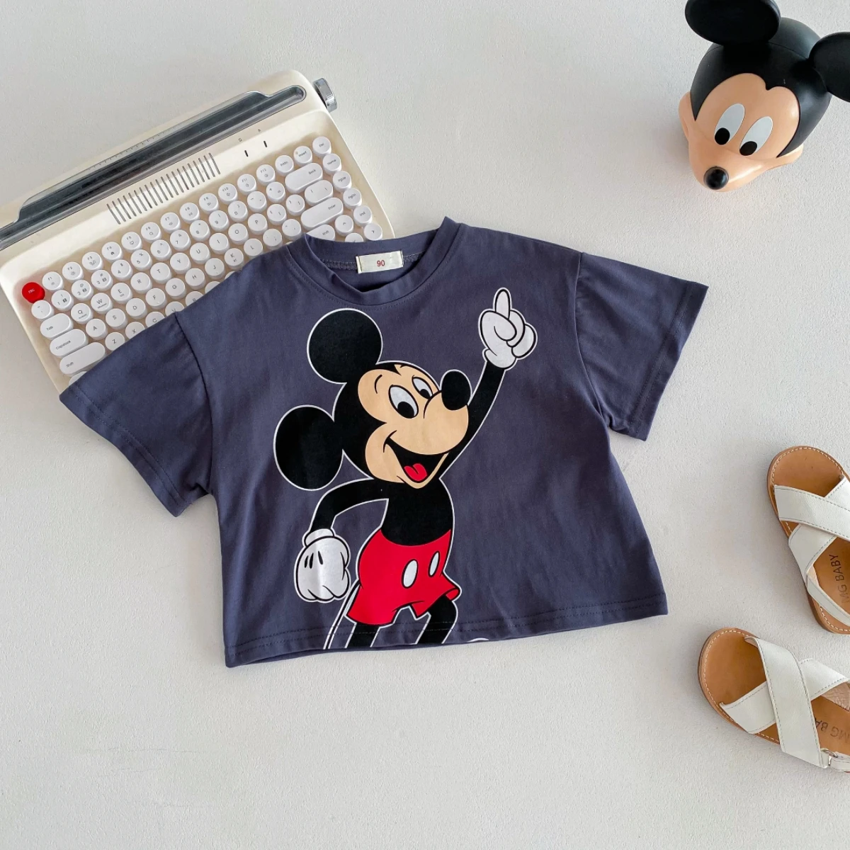 Cartoon Mickey T-shirt Summer Clothing Children's Wear Tops Tees Short Sleeve Boys T Shirts Girls Crewneck Tshirt Disney 1-6 Age 6